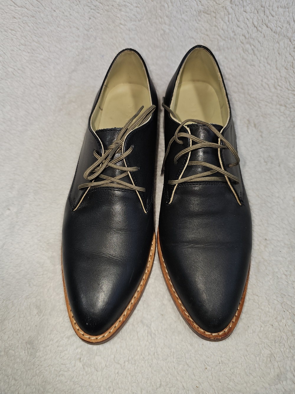NISOLO Black Leather Lace Up Everyday Oxford Dress Shoes Size: 7.5 - Picture 5 of 14